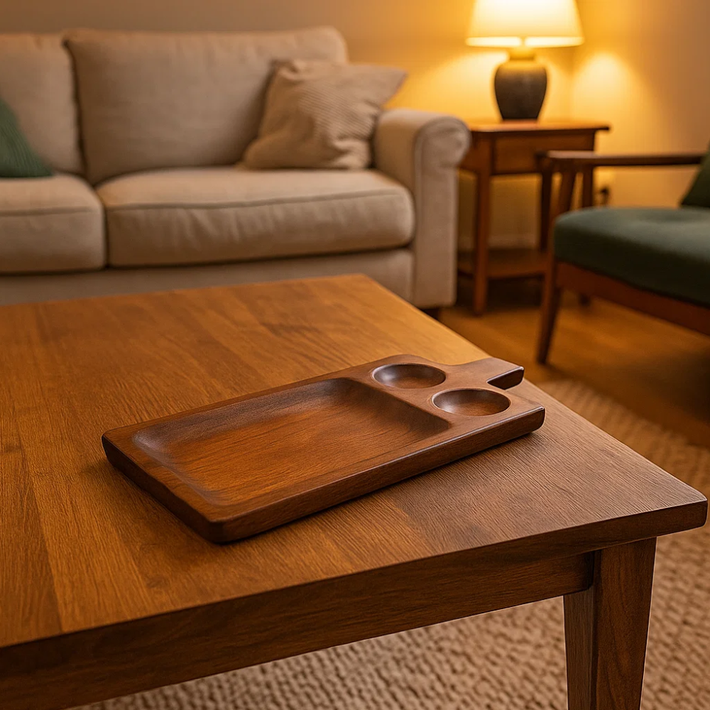 Wooden Chip & Dip Platter – Handmade Solid Wood Serving Tray & Cheeseboard