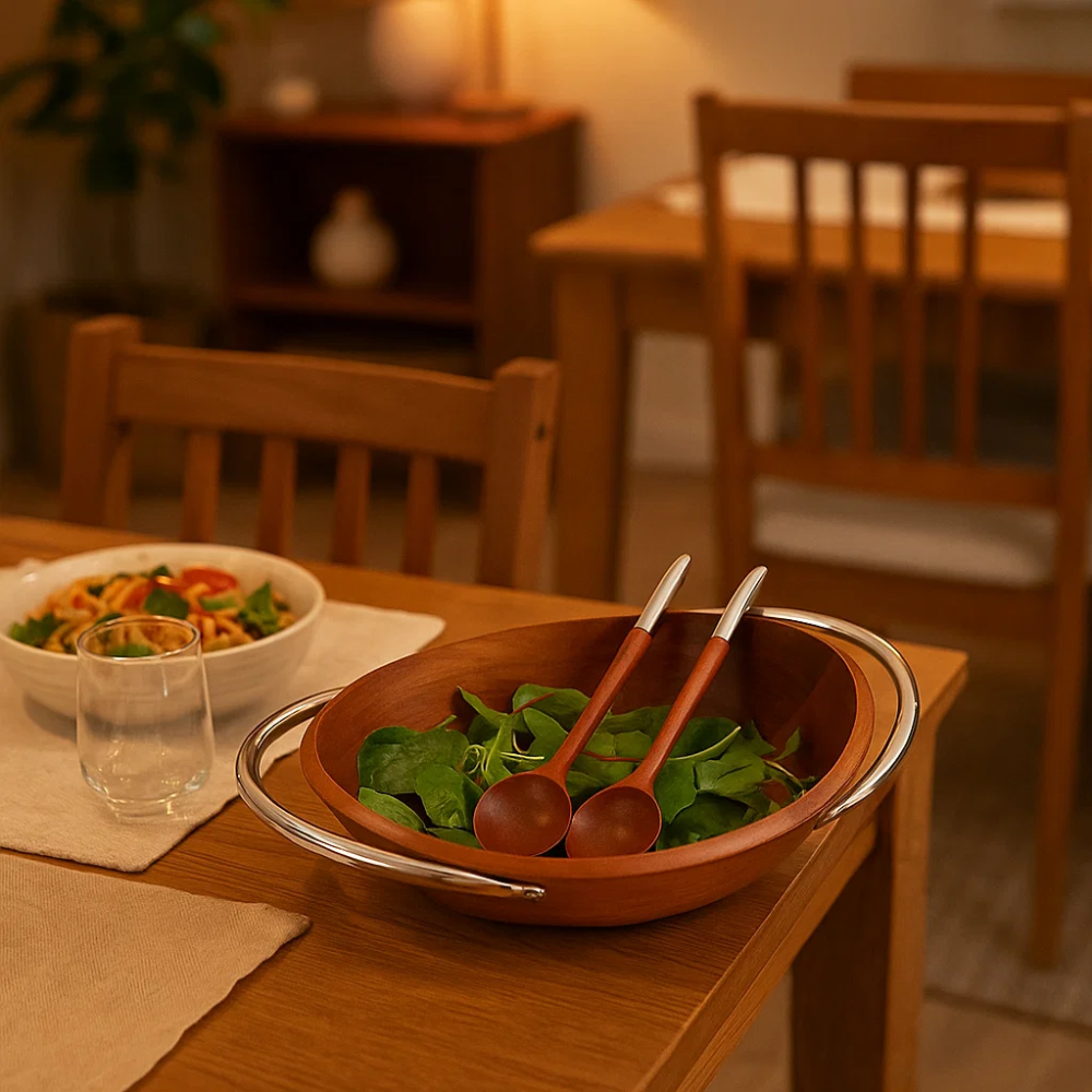 Light Mango Wood Bowl and Spoons Set – Handcrafted
