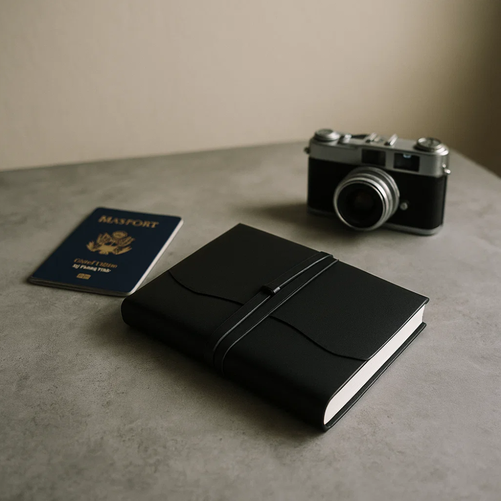 Hand Cut & Bound Leather Diary – Handmade Leather Journal with Recycled Paper Pages