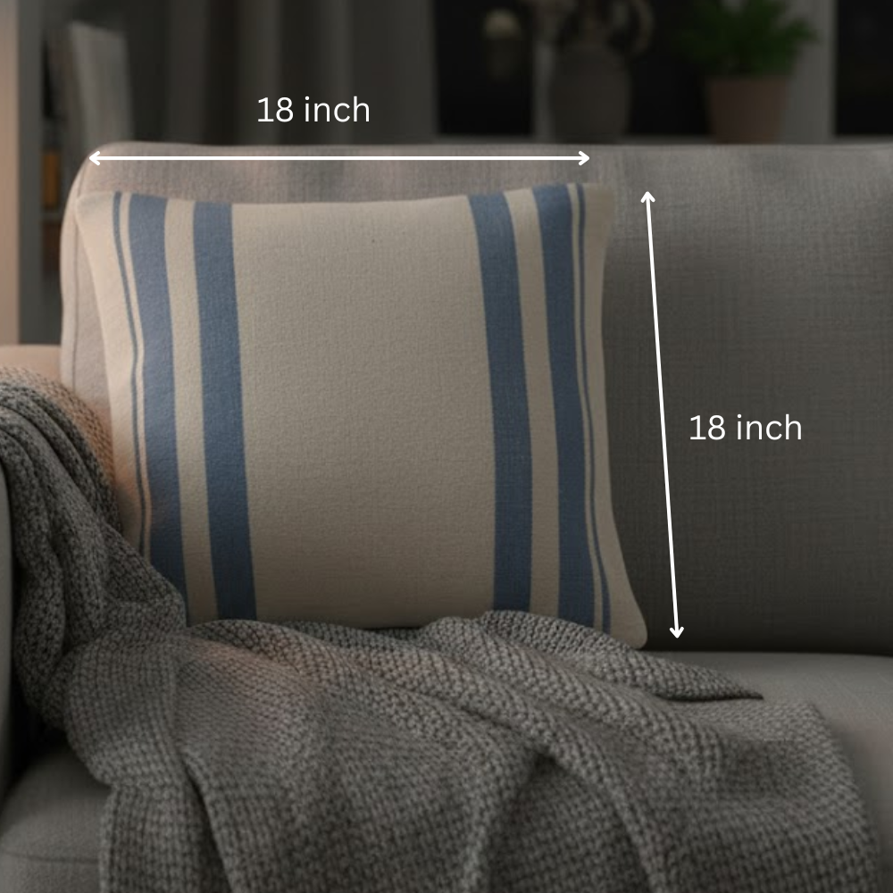 YarDyed Cotton Striped Cushion Cover – Handcrafted Cotton Cushion Cover with Minimalist Stripes