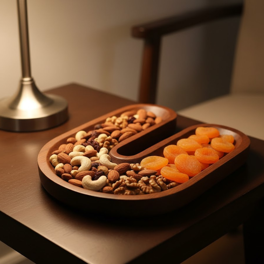 Hand Carved Magnet-Shaped Wooden Serving Platter