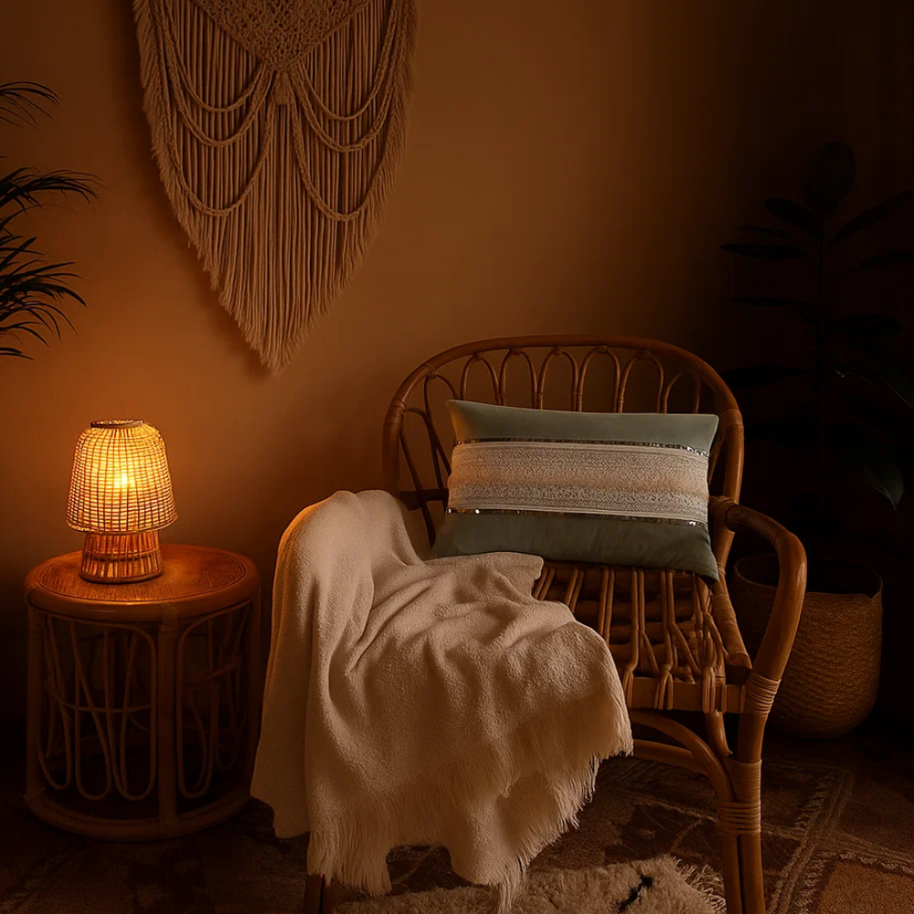 Blue Lumbar Cotton Cushion Cover – Handcrafted Sofa Cushion Cover