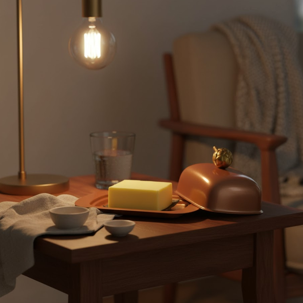 Powder-Coated Steel Classic Butter Dish with Lid