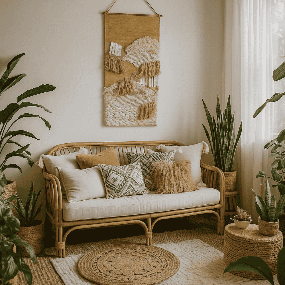 Tufted Wool Fringe Wall Hanging – Pastel Boho Wall Decor