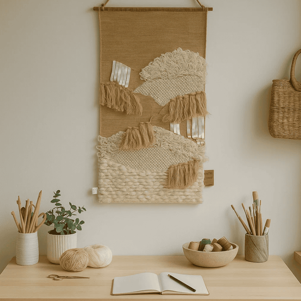 Tufted Wool Fringe Wall Hanging – Pastel Boho Wall Decor