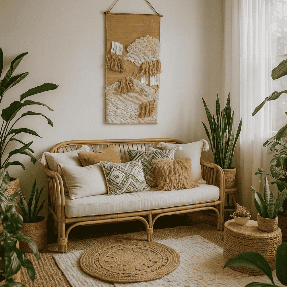 Tufted Wool Fringe Wall Hanging – Pastel Boho Wall Decor