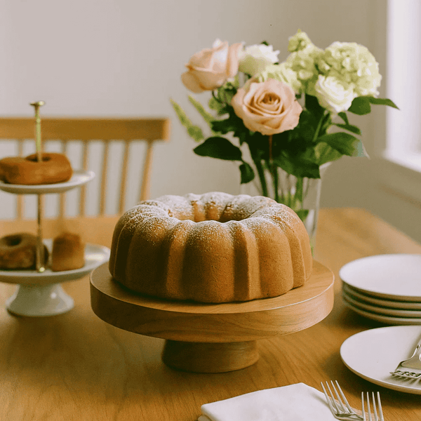 Classic Natural Acacia Wood Cake Stand – Handcut