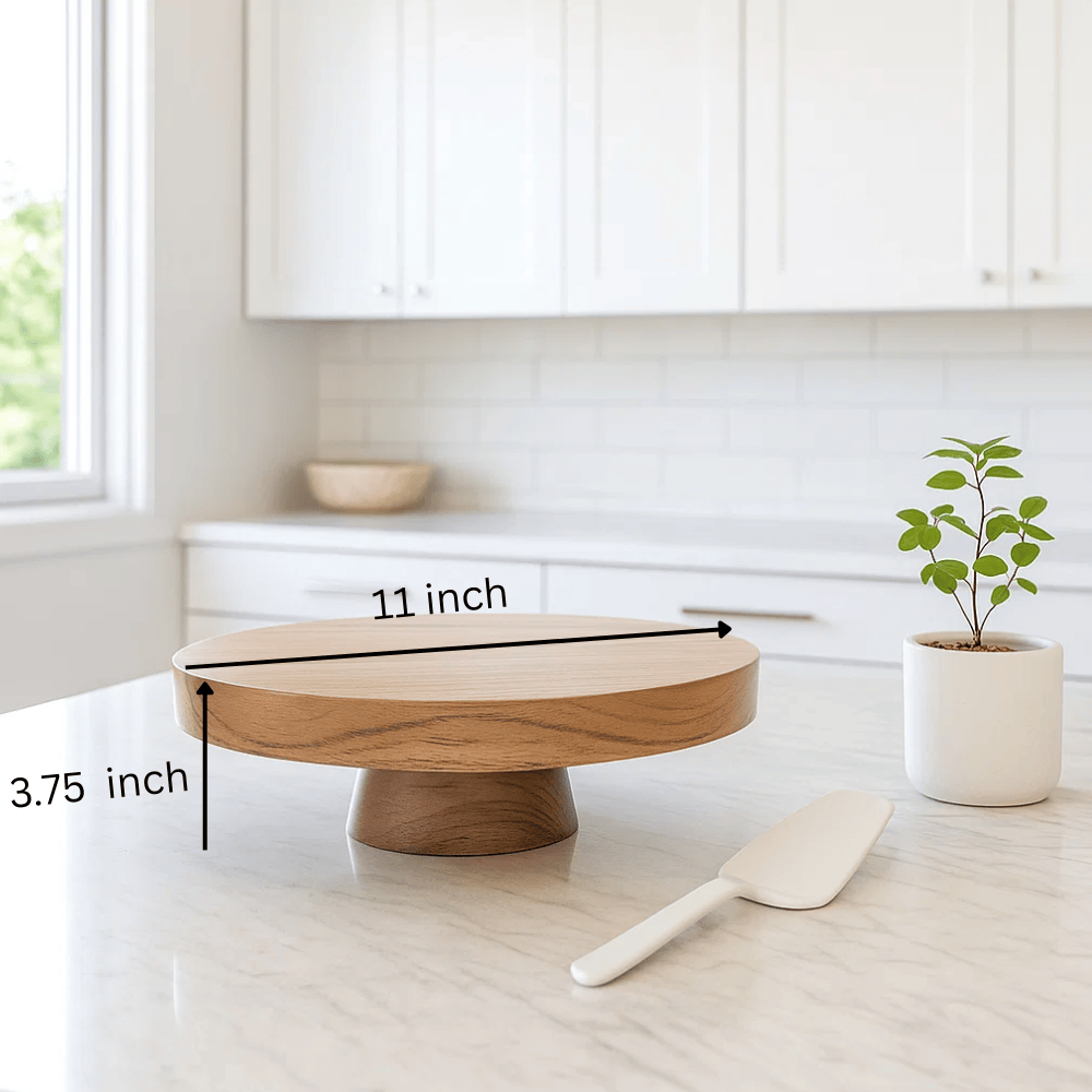 Classic Natural Acacia Wood Cake Stand – Handcut