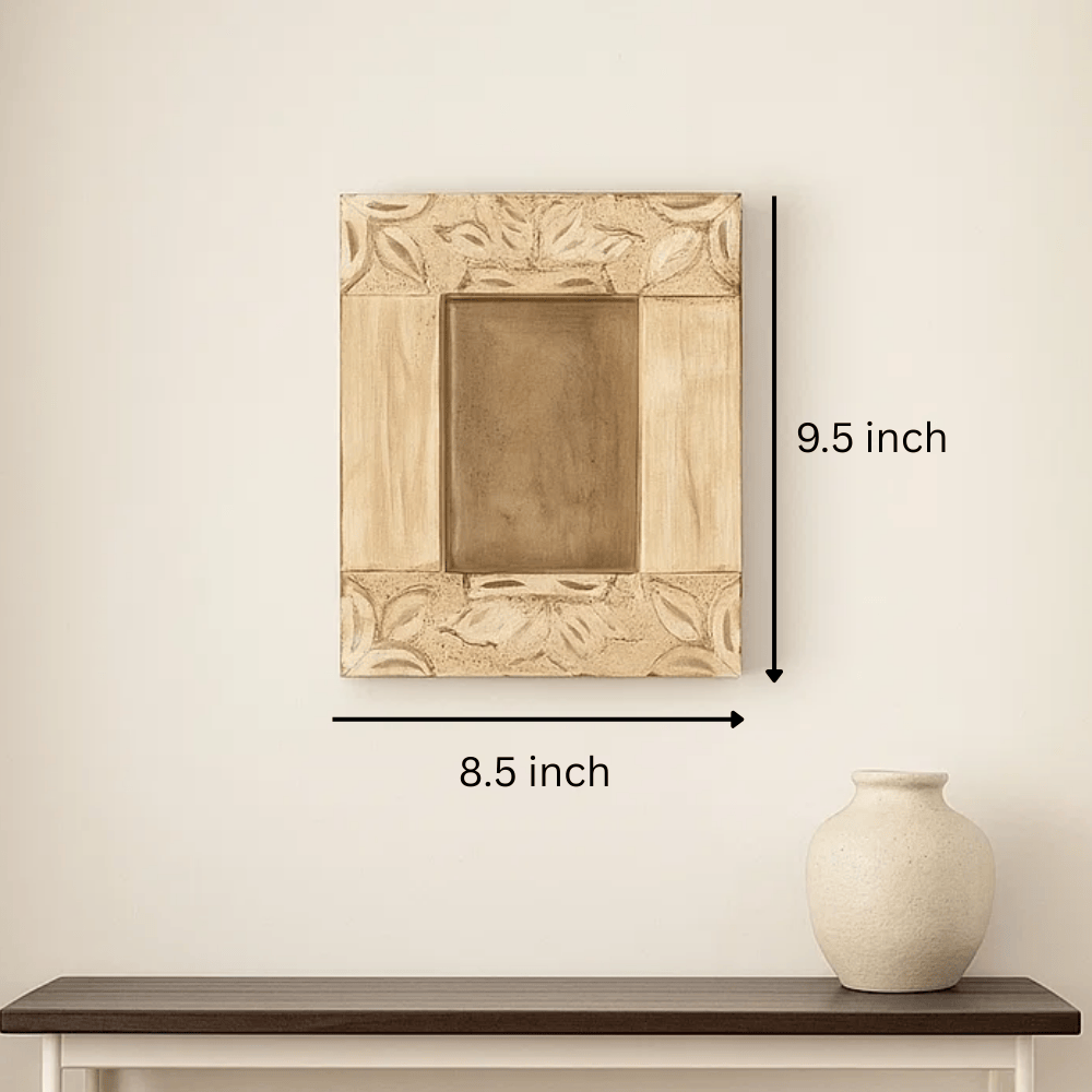 Hand Carved Wood Wall Frame – Jharoka-Inspired Rustic Decor