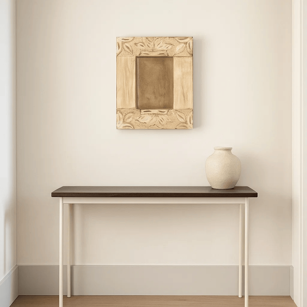Hand Carved Wood Wall Frame – Jharoka-Inspired Rustic Decor