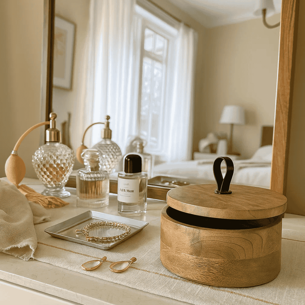 Round Wooden Jewelry Box