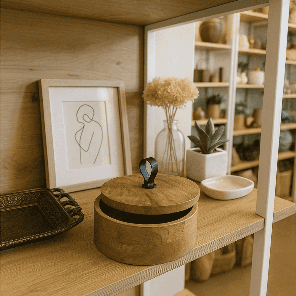 Round Wooden Jewelry Box