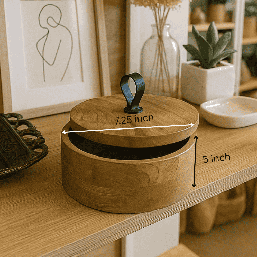Round Wooden Jewelry Box