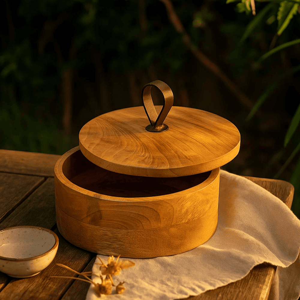 Round Wooden Jewelry Box