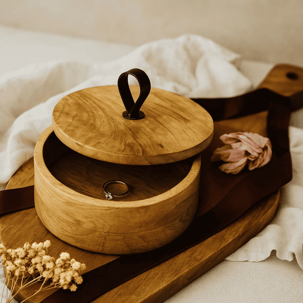 Round Wooden Jewelry Box