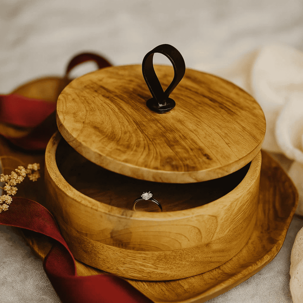 Round Wooden Jewelry Box