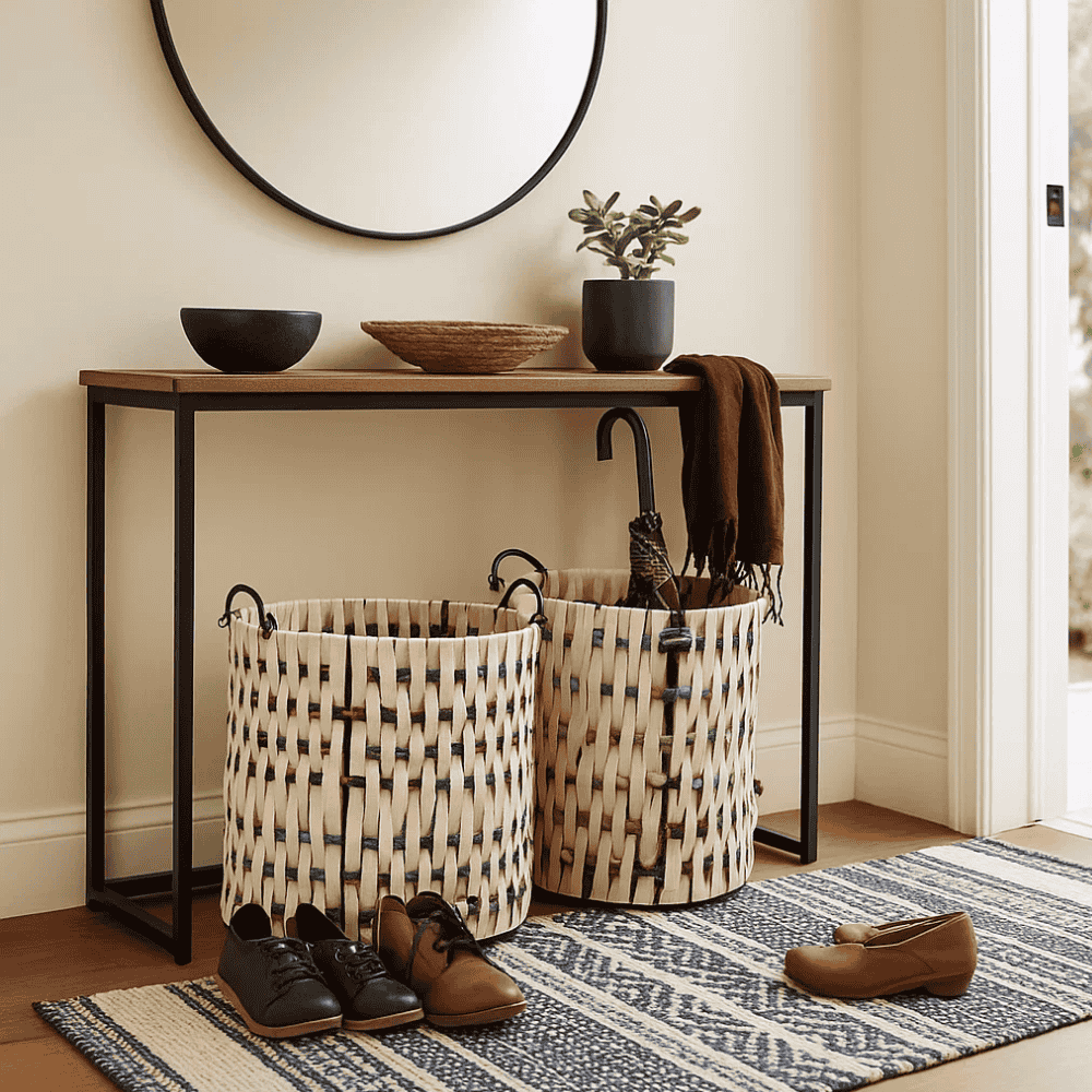 Multicolor Woven Cotton Baskets (Set of 2)