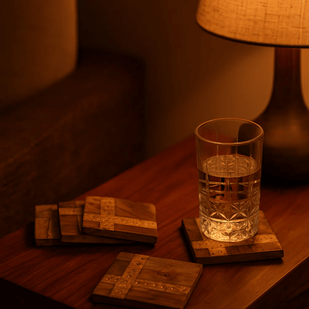 Dark Burnt Wooden Coasters (Set of 4)