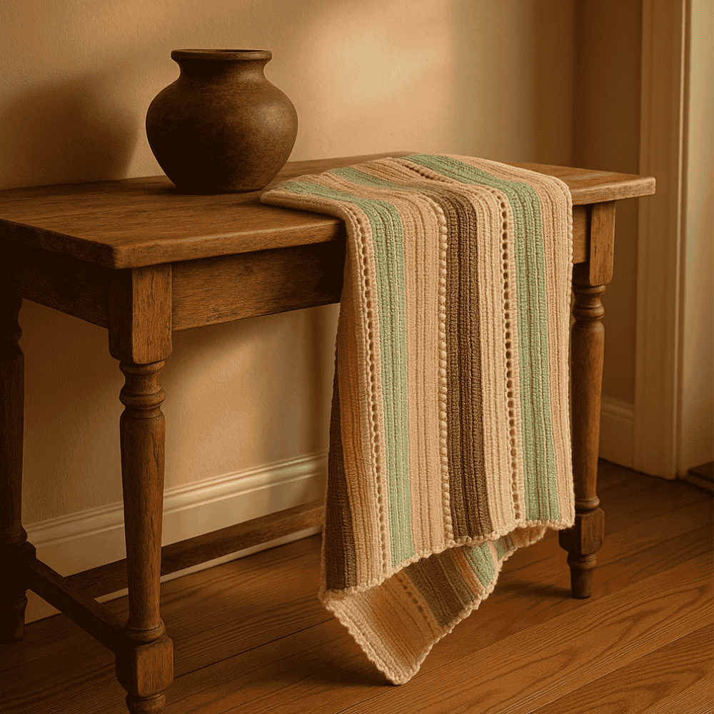 Earthy Toned Cotton Crochet Throw – Handcrafted