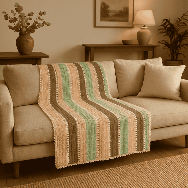 Earthy Crochet Throw | Handcrafted Cotton Boho Decor