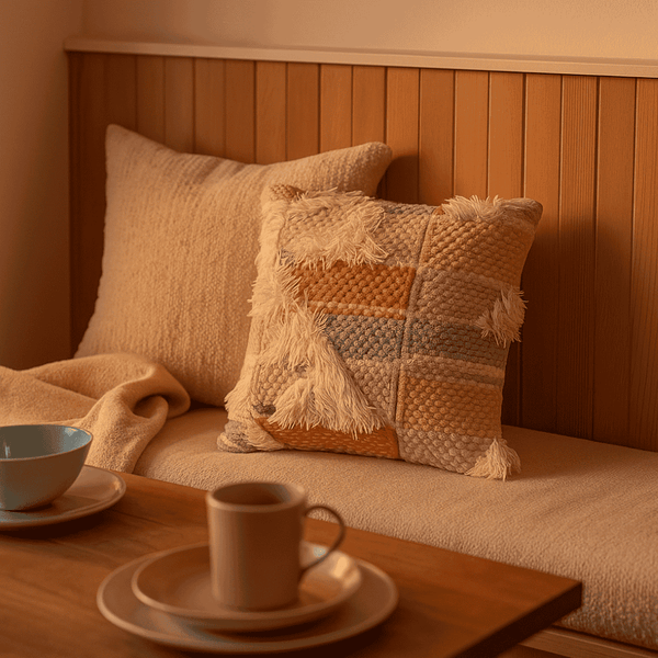 Wool Cushion Cover | Pastel Wool & Cotton Handloom Boho Decor