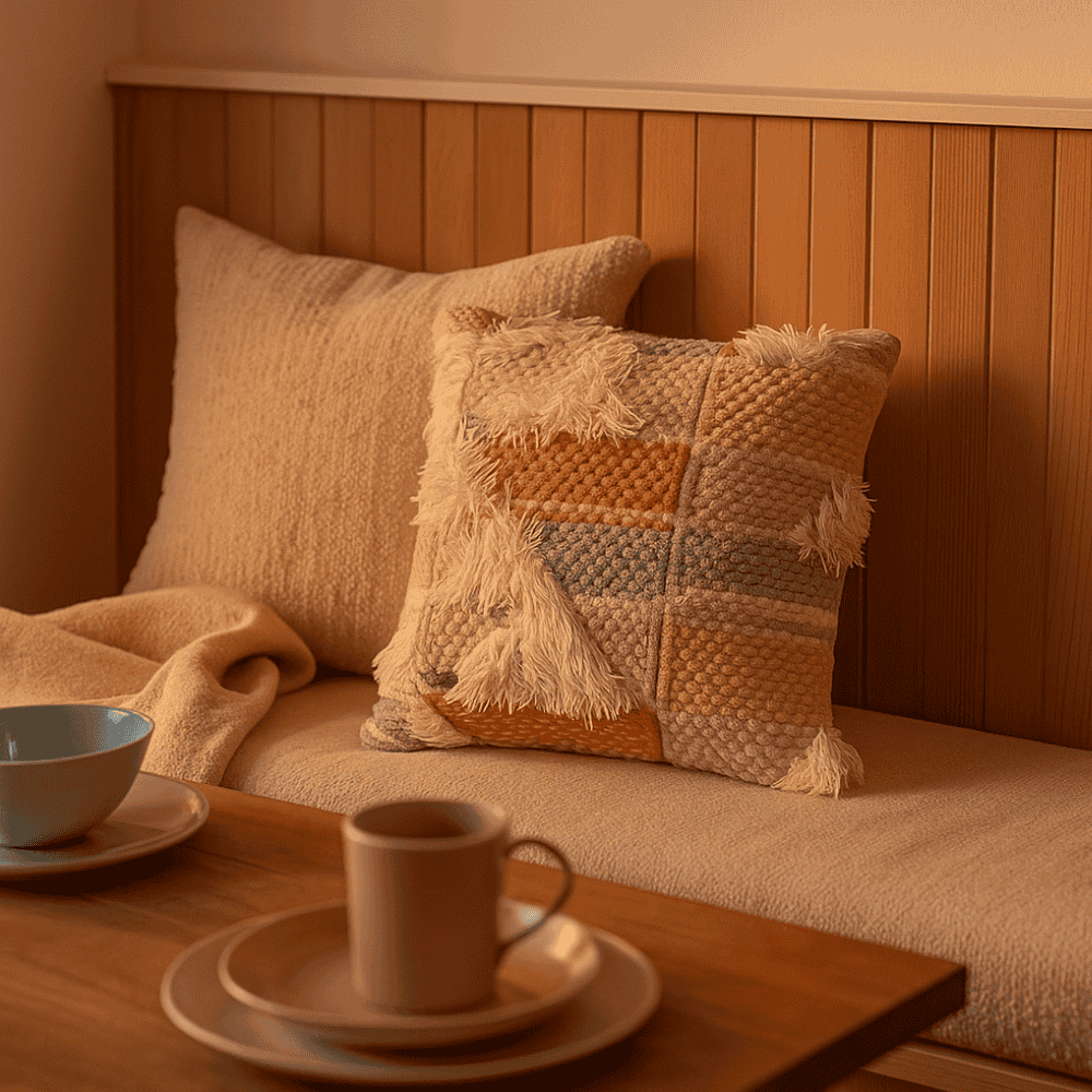 Pastel Wool &amp; Cotton Cushion Cover – Handloom