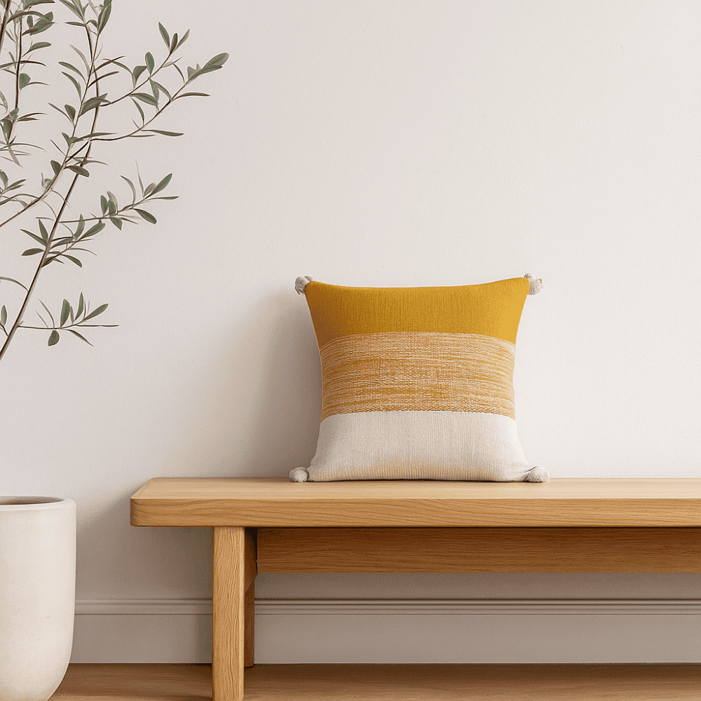 Blazed Amber Cotton Cushion Cover – Handwoven