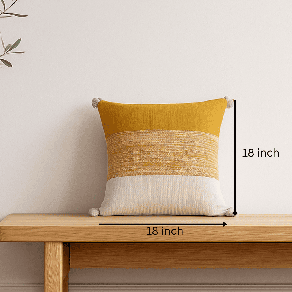 Blazed Amber Cotton Cushion Cover – Handwoven