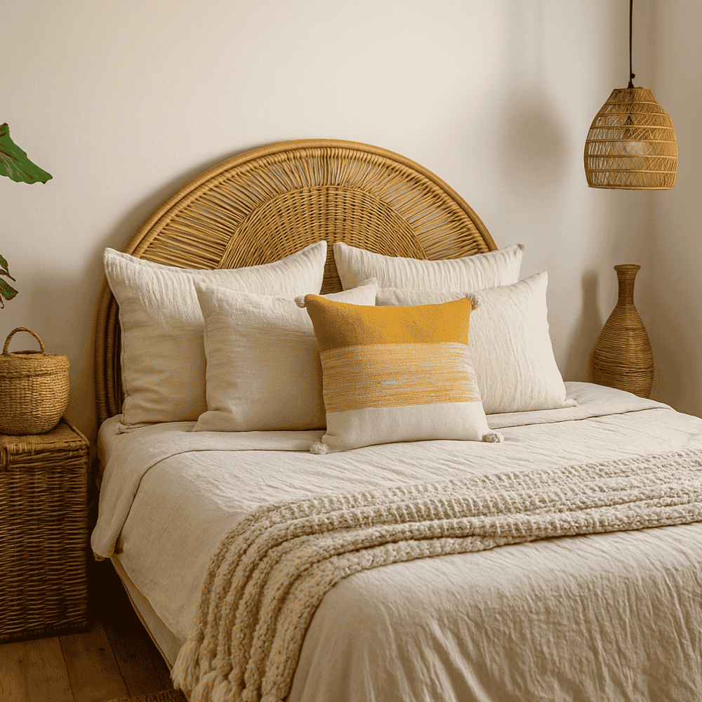 Blazed Amber Cotton Cushion Cover – Handwoven