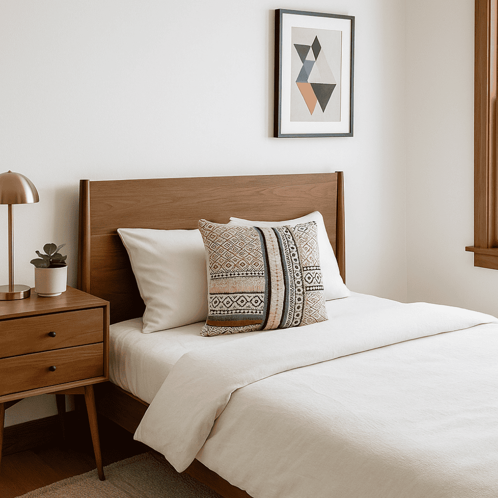 Geometric Pattern Textured Cotton Cushion Cover