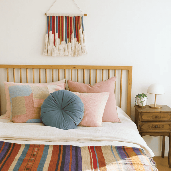 Colourful Rope Wall Hanging | Thread Wrapped Boho Decor