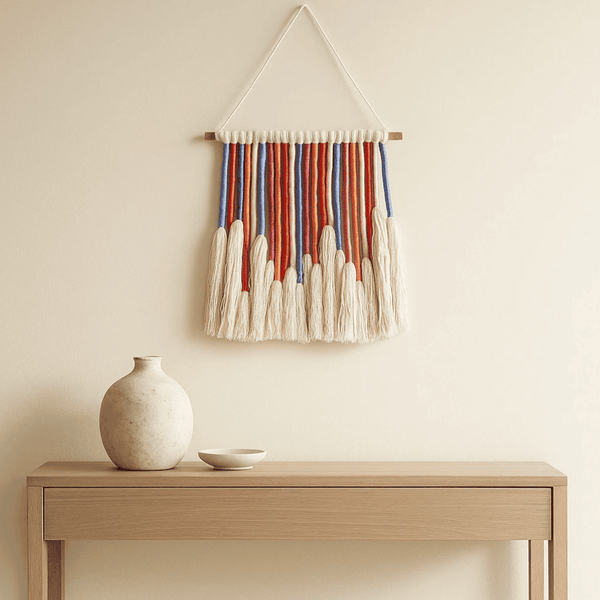 Colourful Rope Wall Hanging | Thread Wrapped Boho Decor