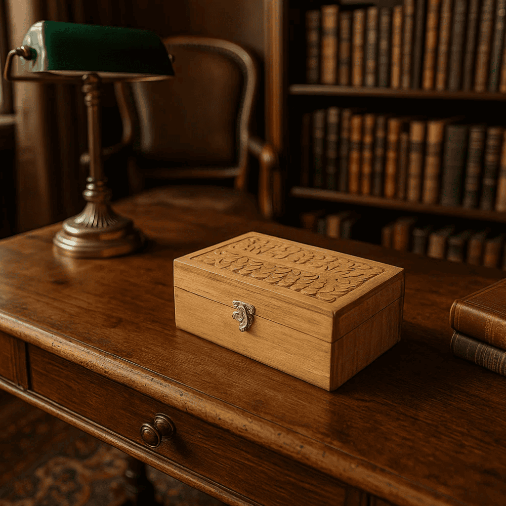 Hand Carved Classic Wooden Keepsake Box