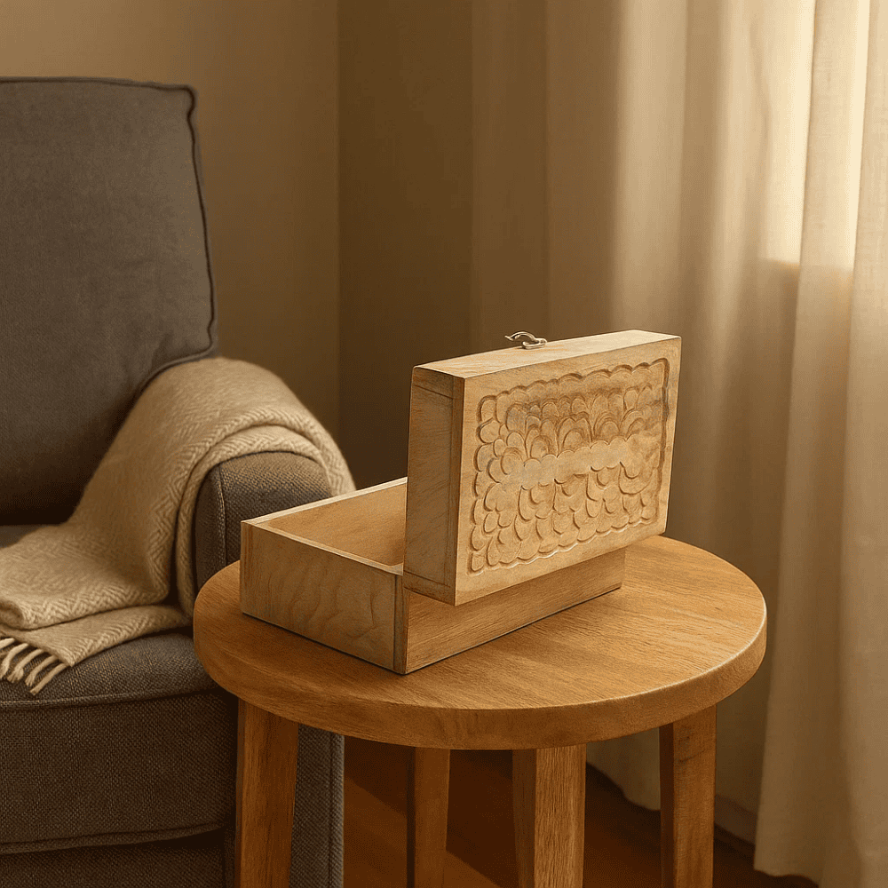 Hand Carved Classic Wooden Keepsake Box