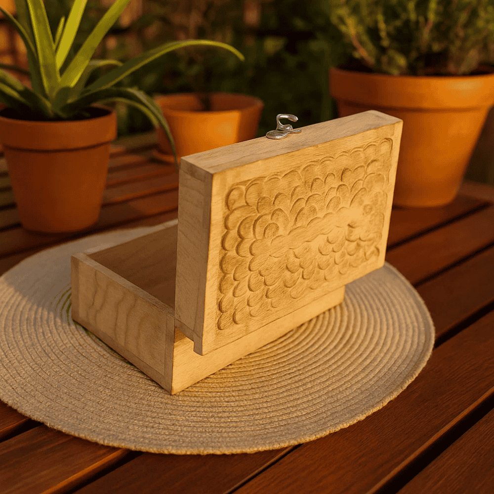 Hand Carved Classic Wooden Keepsake Box