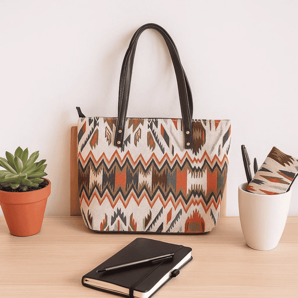 Jacquard Cotton Tote, Sling & Wallet Set – Handwoven