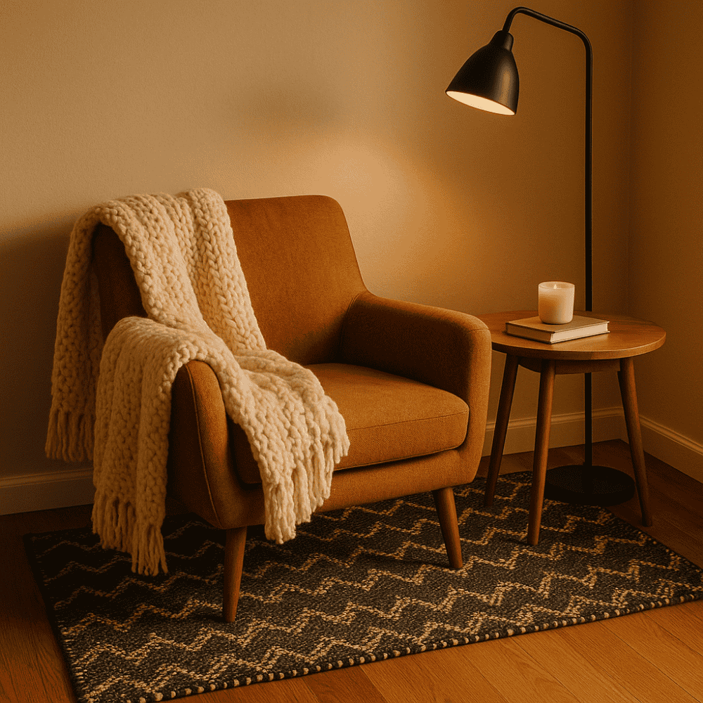 Handwoven Black Jute Rug – Chevron Patterned Artisan Floor Decor