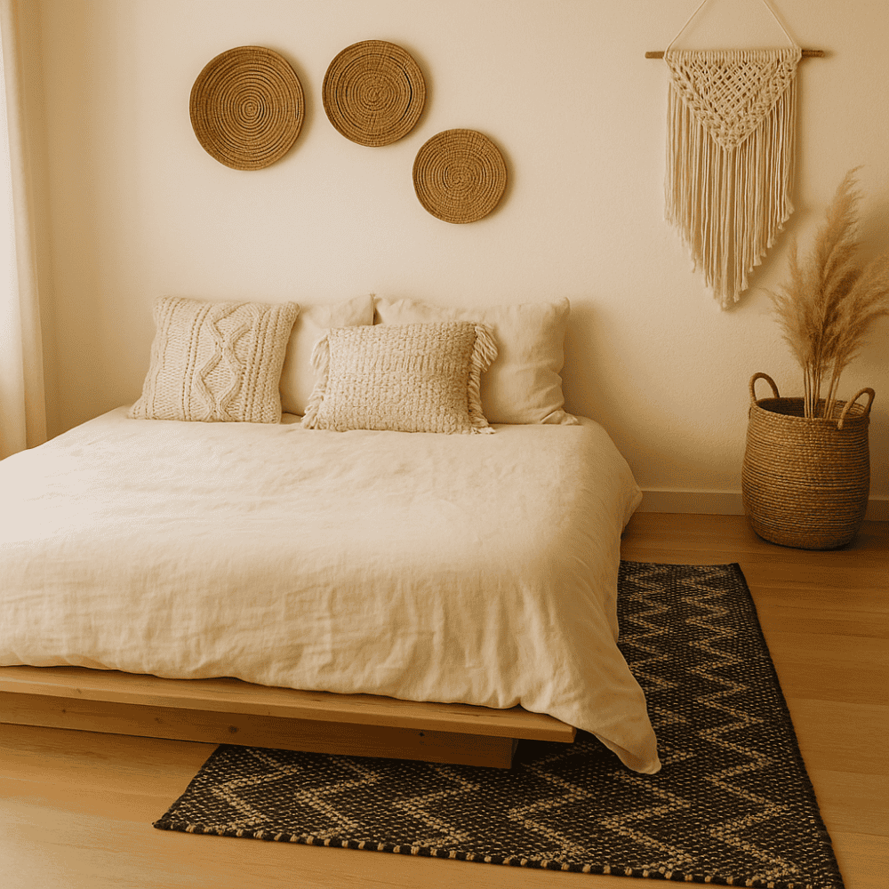 Handwoven Black Jute Rug – Chevron Patterned Artisan Floor Decor