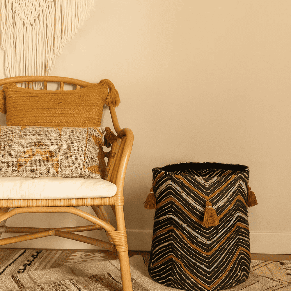 Textured Zig-zag Multi-purpose Storage Basket – Cotton Storage Basket