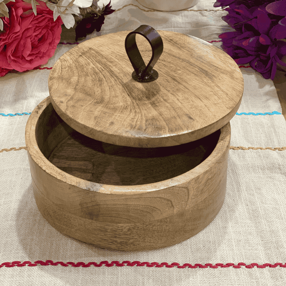Round Wooden Jewelry Box
