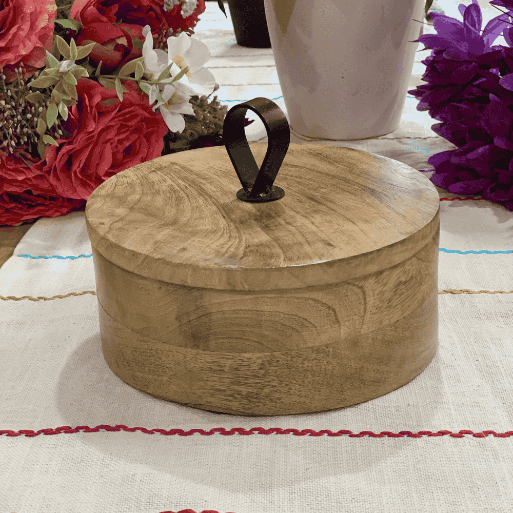 Round Wooden Jewelry Box
