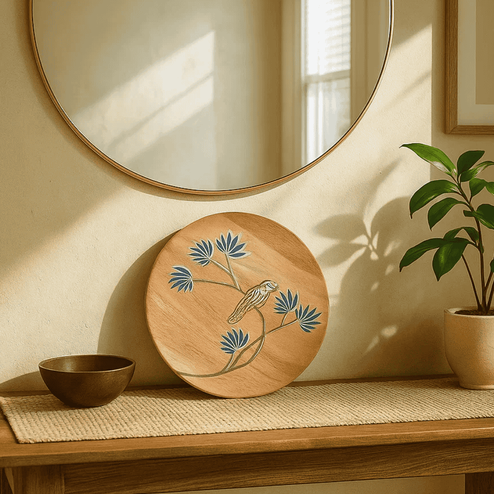 Enamelled Acacia Wood Plate