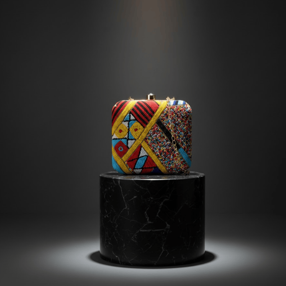 Glass Beads Ornate Clutch Bag