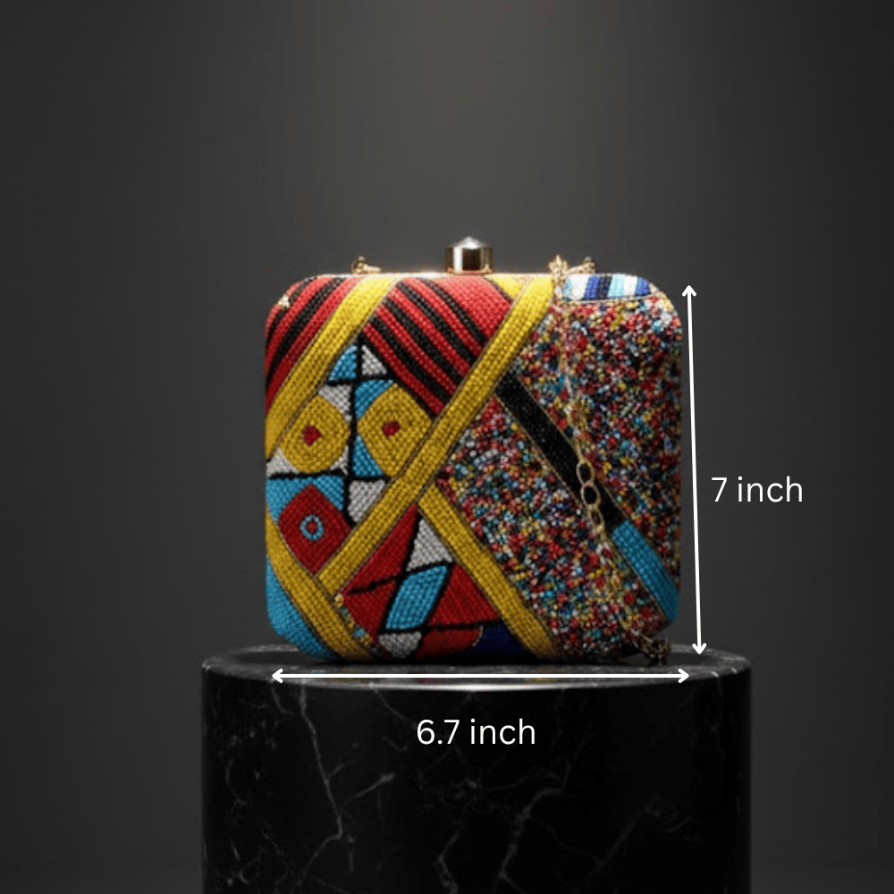 Glass Beads Ornate Clutch Bag