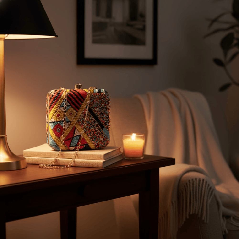 Glass Beads Ornate Clutch Bag