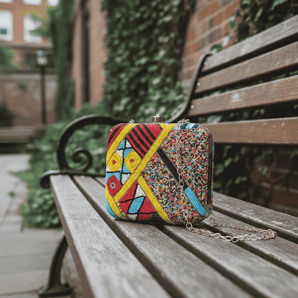 Glass Beads Ornate Clutch Bag