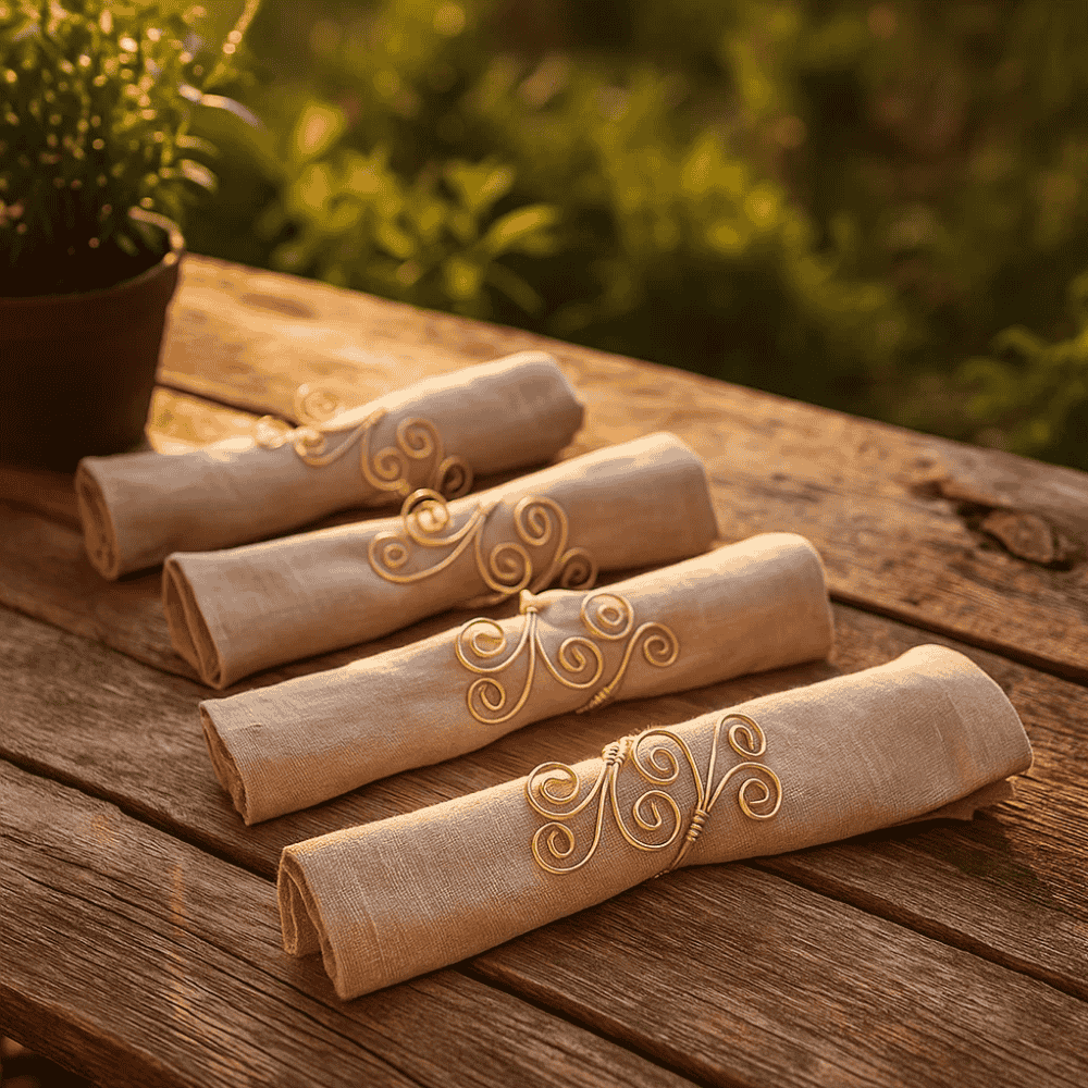 Coiled Metallic Wire Napkin Rings