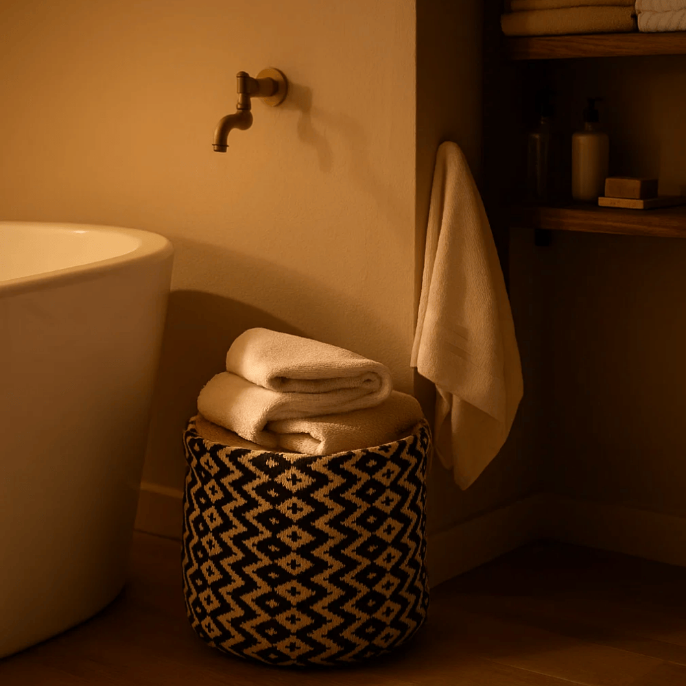 Handwoven Cotton &amp; Jute Basket