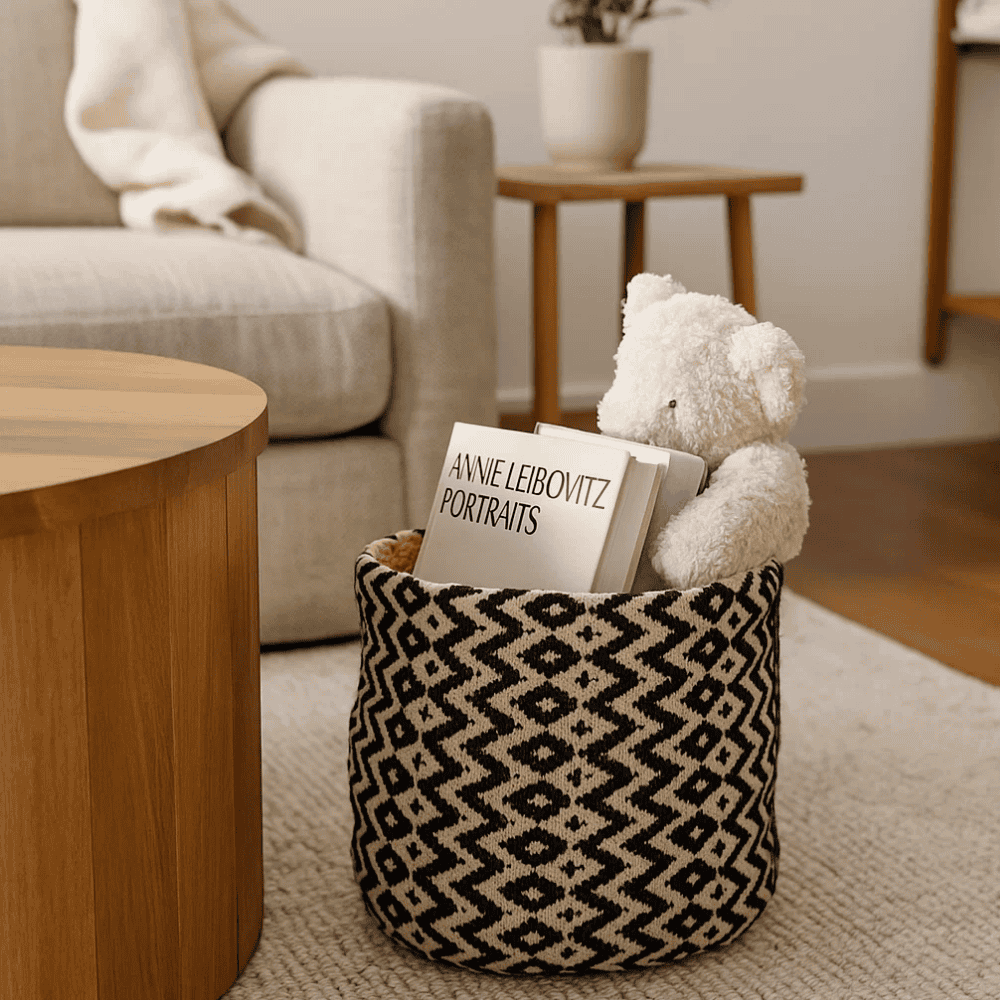 Handwoven Cotton & Jute Basket