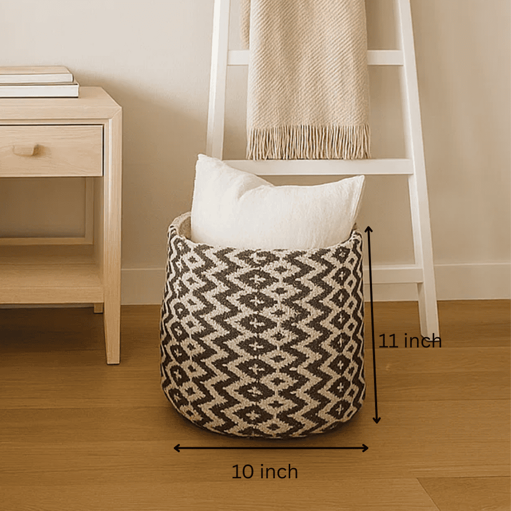 Handwoven Cotton &amp; Jute Basket
